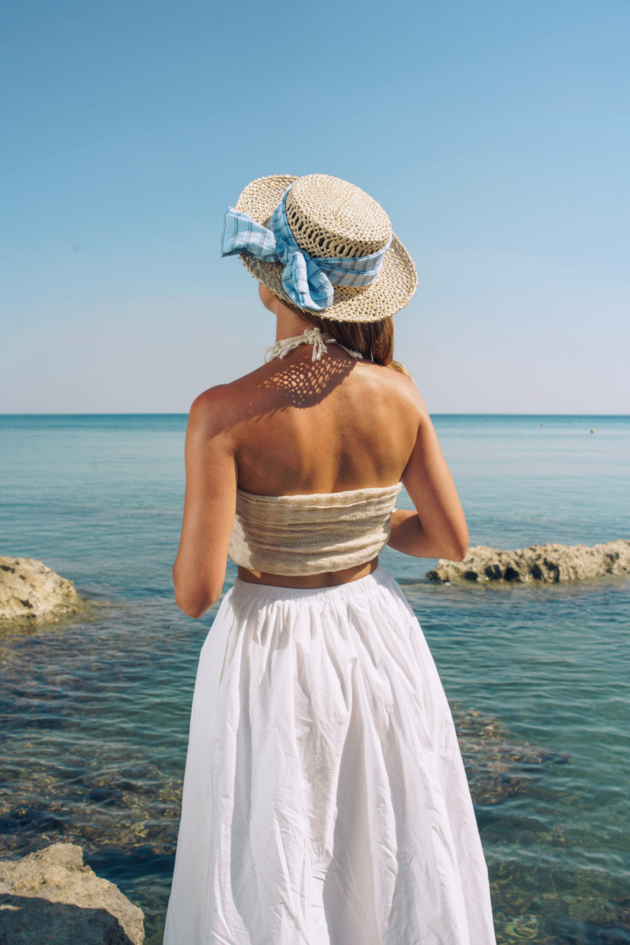 Sole Mare Hat with Stripe Ribbon Detail