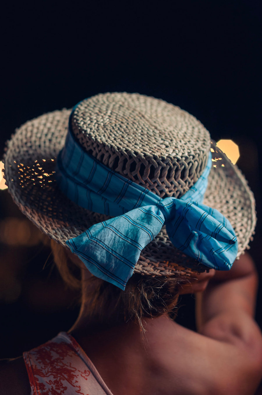 Sole Mare Hat with Stripe Ribbon Detail